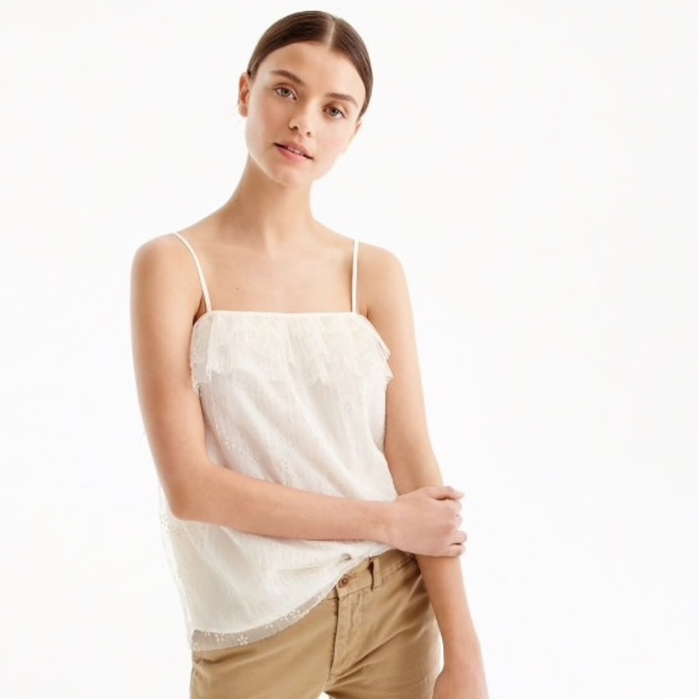 NWT J. Crew - Ivory Fluttery Lace Cami Size Medium - Picture 1 of 6